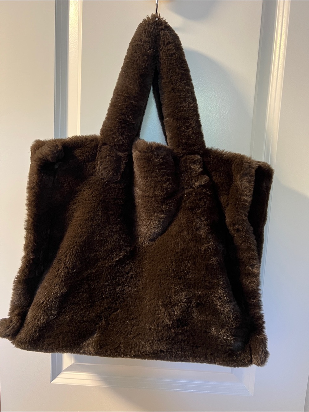 Stand Studio Faux Fur Tote in Dark Brown